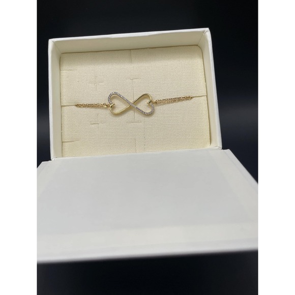 Jewelry - Gold Tone Infinity Heart Pave Crystal Double Strand Bracelet